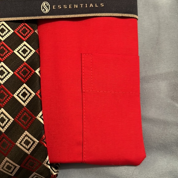 Mens Stafford Essentials Red dress shirt with tie - Picture 4 of 5